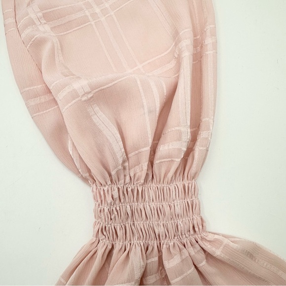 LPA Off The Shoulder Smocked Crop Top Pale Pink - Picture 8 of 16